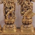 Brass Radha Krishna with Arch Idol | 45" x 30" x 10" (114 x 76 x 25 cm) | 71 kg Superfine Enhanced Carving | Temple Grade Divine Statue | Krishna Leela Art